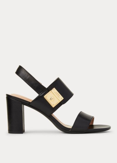 Sandalias Ralph Lauren Mujer Negros - Braidan Leather - PGKTZ6710